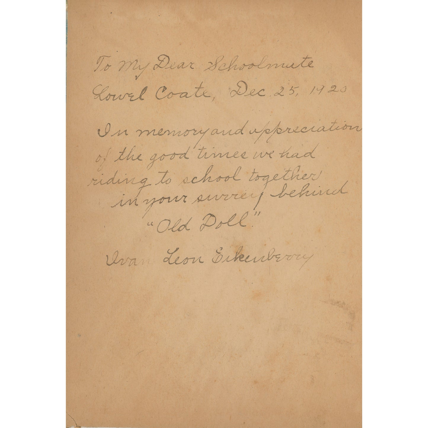 Early Young Folks edition of Uncle Tom's Cabin with 1920 inscription. Chicago M.A. Donohue juvenile adaptation. 1920 Inscription