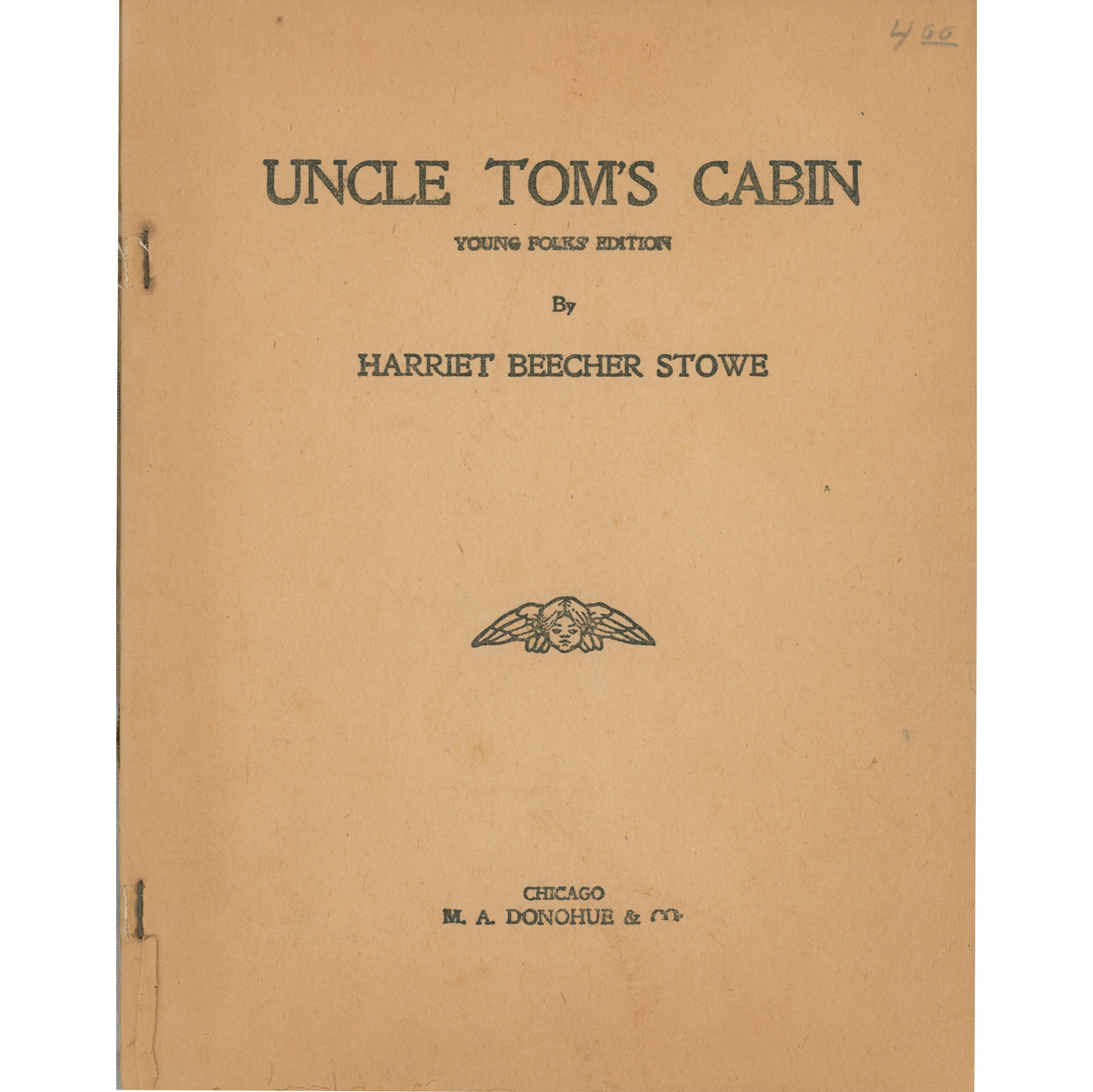 Early Young Folks edition of Uncle Tom's Cabin with 1920 inscription. Chicago M.A. Donohue juvenile adaptation. Title page
