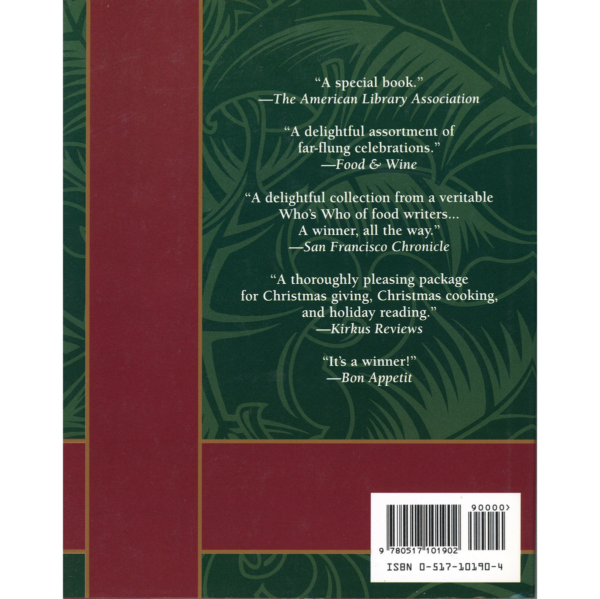 Christmas Memories with Recipes – Wings Books (1994 Hardcover) Back Cover