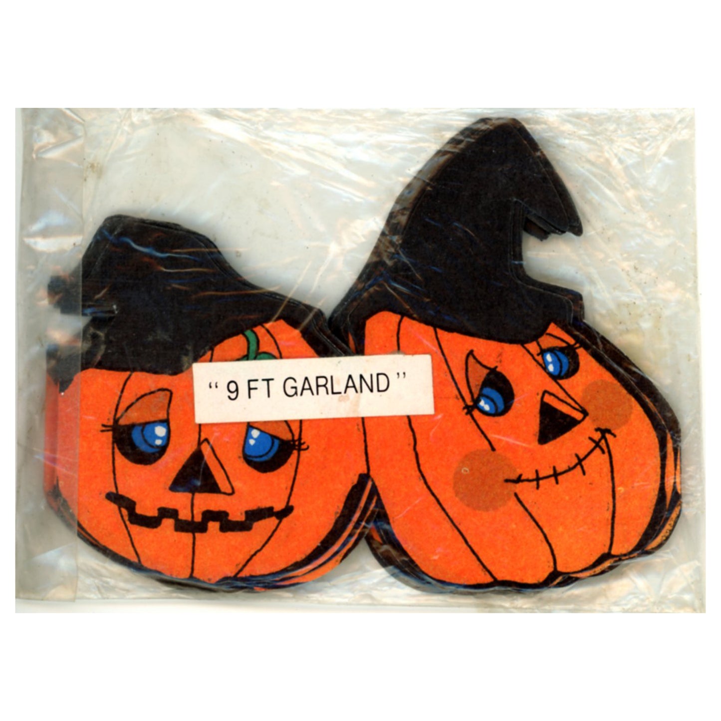 Mini HALLOWEEN JACK-O-LANTERN Garland 9' Circa 1970s