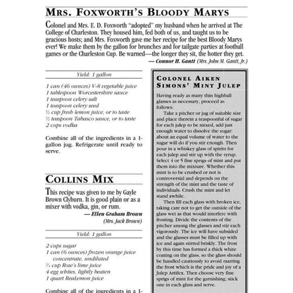 Party Receipts – Junior League of Charleston Cookbook (1993) 300+ Charleston party recipes, menus, and entertaining tips Bloody Marys and Mint Julep
