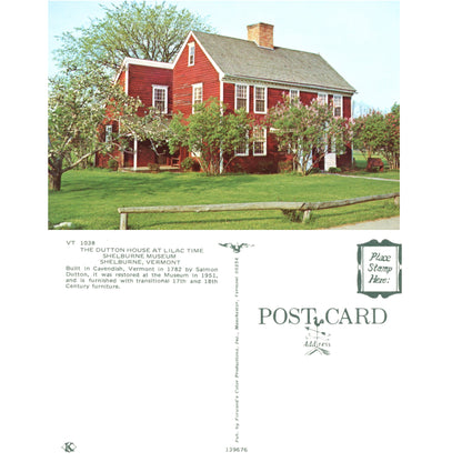 Shelburne Museum Series - Dutton House with Lilacs | Forward's Color Chrome Era Postcards