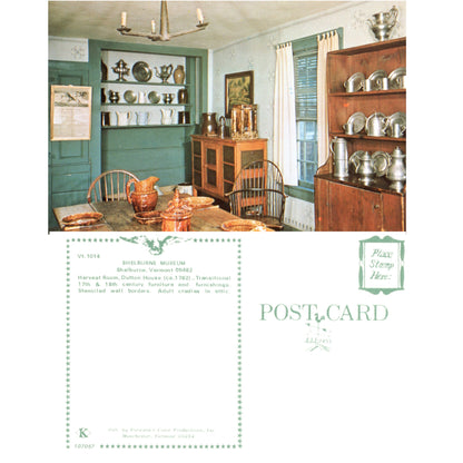 Shelburne Museum Series - Harvest Room at Dutton House | Forward's Color Chrome Era Postcards Front and Back