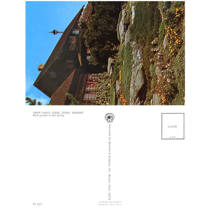 Trapp Family Lodge Stowe Vermont | Rock Gardens Vintage Chrome Postcard  Front and Back