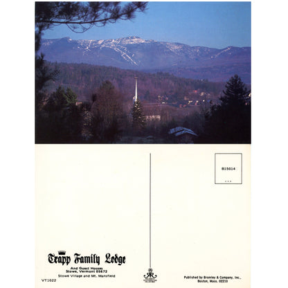Trapp Family Lodge Stowe Vermont | Stowe Village & Mt. Mansfield Vintage Chrome Postcard  Front and Back