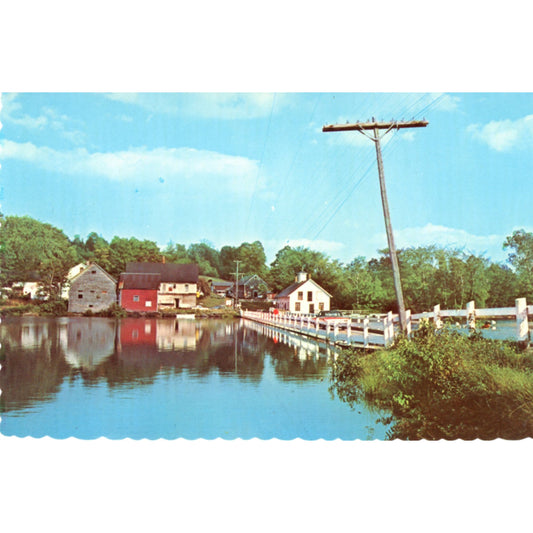 Floating Bridge Brookfield Vermont | Russ White Vintage Chrome Postcard Deckle Edge