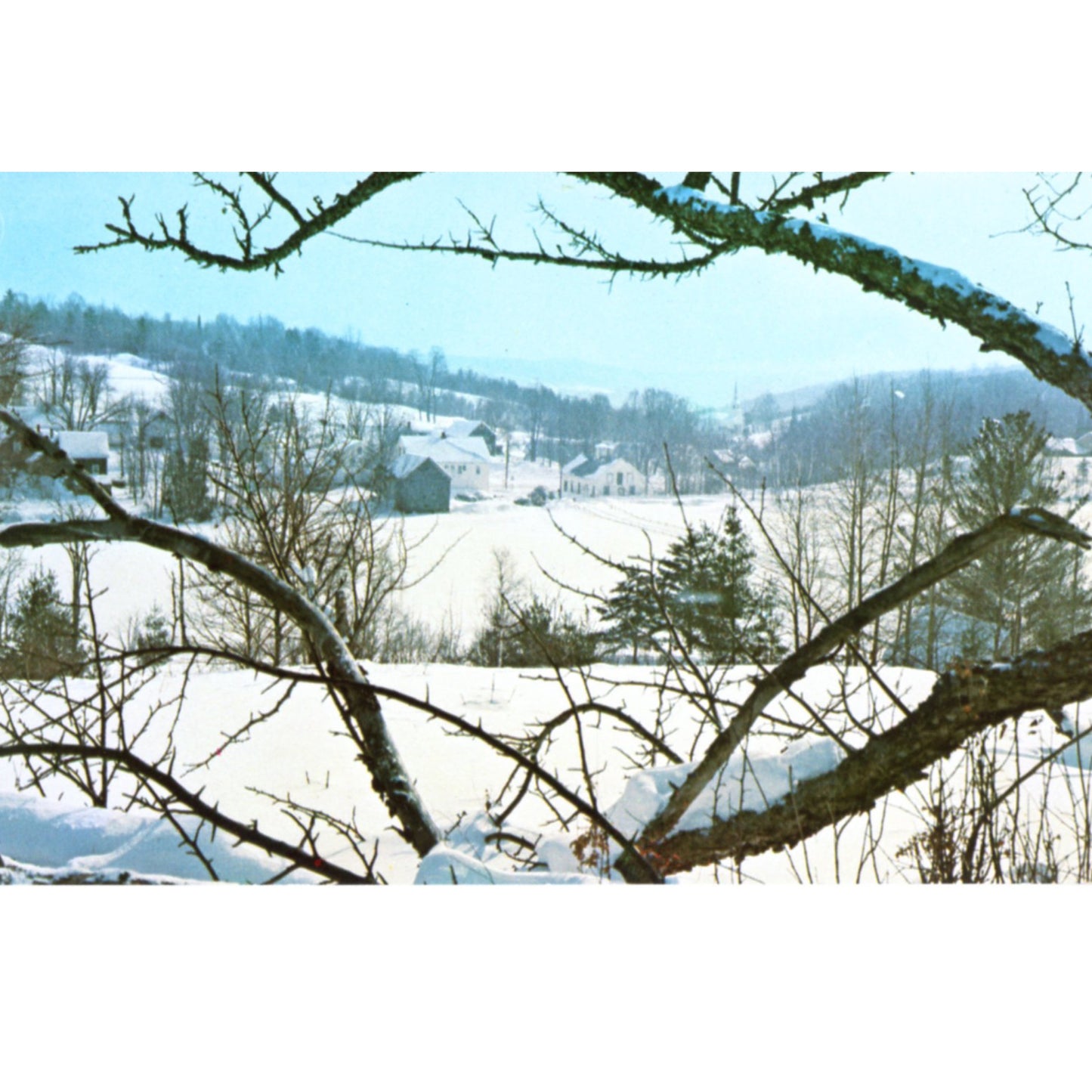 Historic Brookfield Vermont Panoramic Winter View| Forward's Color Vintage Chrome Postcard Front