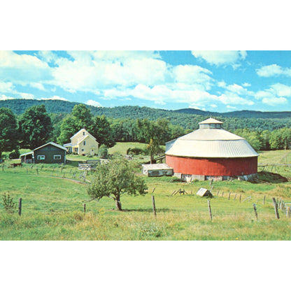 Round Barn Enosburg Vermont | Green Mountain Vintage Chrome Postcard