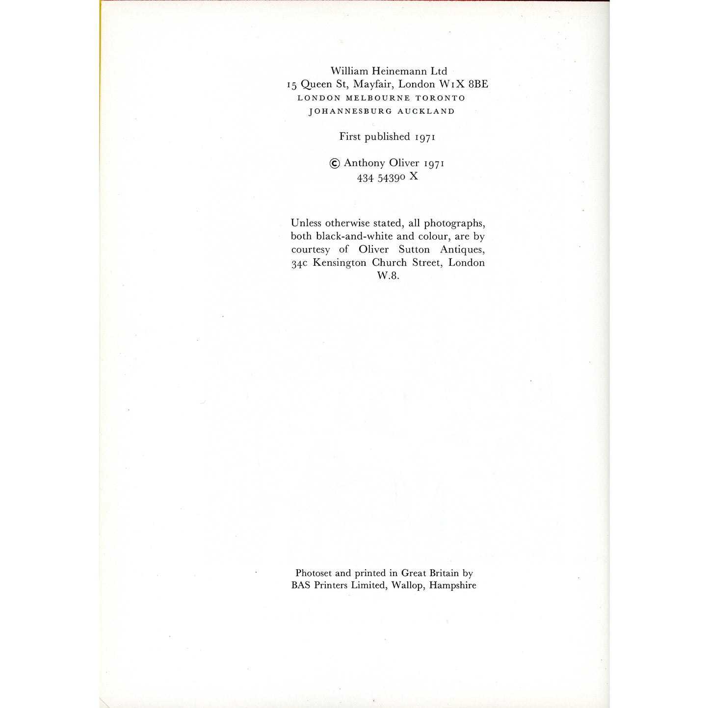 1971 first edition of Anthony Oliver's classic Staffordshire collector guide, signed by the author and illustrated throughout. Copyright page