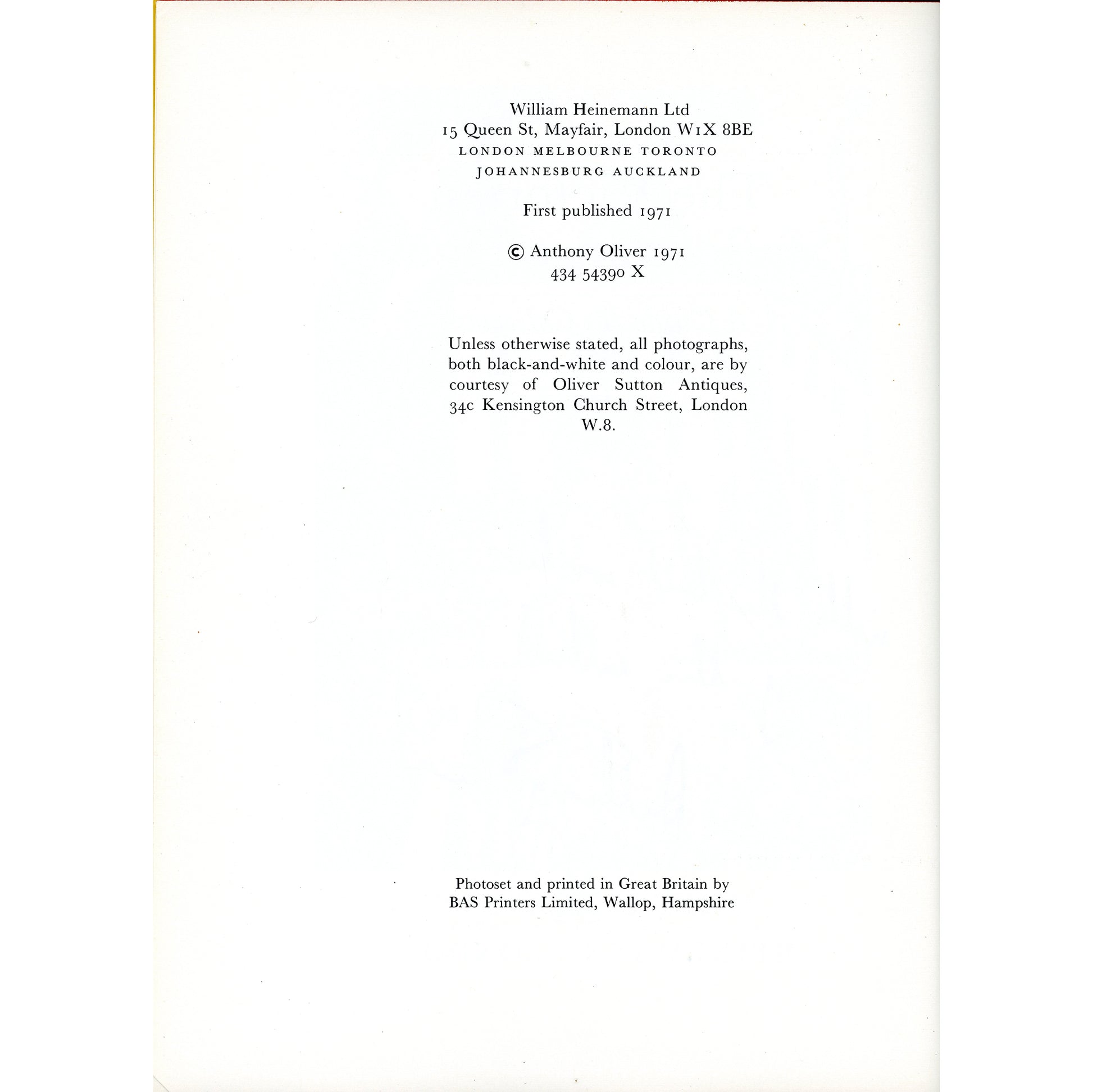 1971 first edition of Anthony Oliver's classic Staffordshire collector guide, signed by the author and illustrated throughout. Copyright page