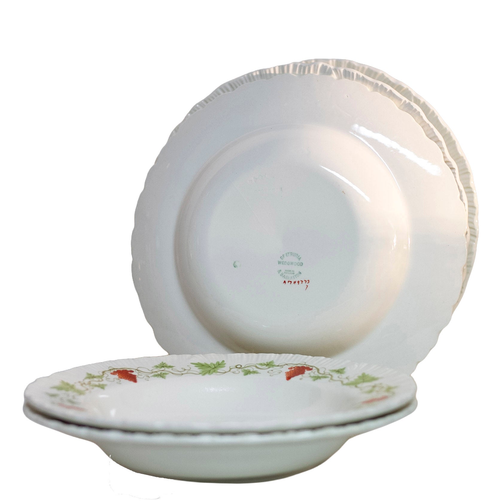 Wedgwood Bacchus Red Rimmed Soup Bowl – Queens Ware, England, c. 1940–1974 Back Mark