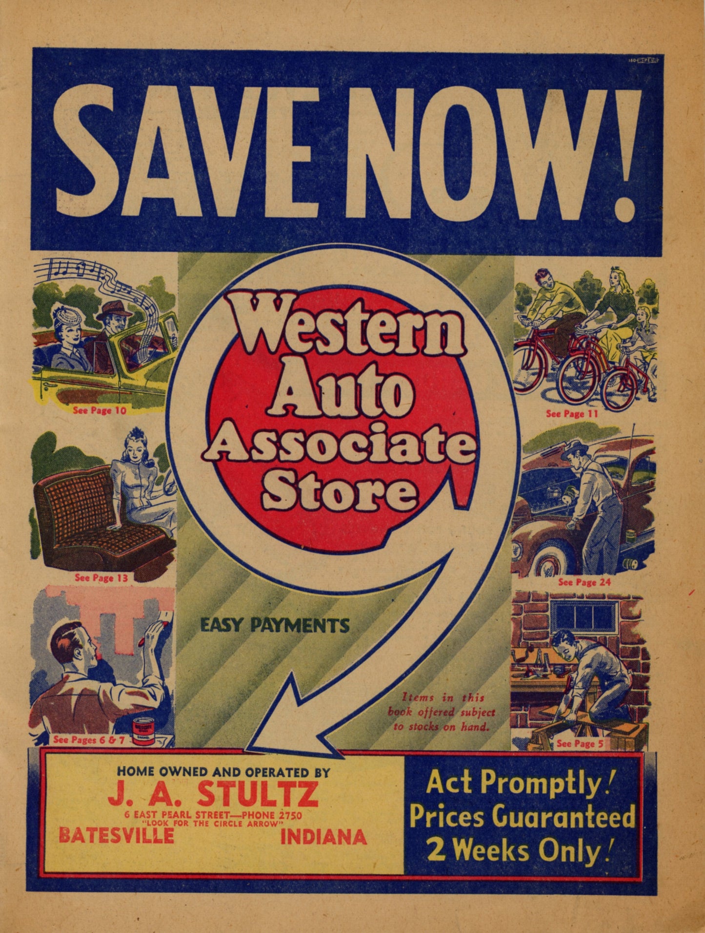 WESTERN AUTO ASSOCIATE STORE Advertising Circular | Batesville, Indiana Circa 1940 FRONT