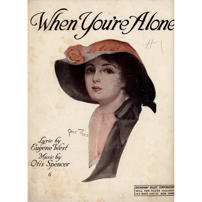 Digno de enmarcar "When You're Alone" (1919) — Retrato de portada de Gene Pressler | Dos variantes de publicación