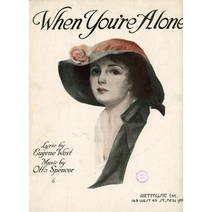 Digno de enmarcar "When You're Alone" (1919) — Retrato de portada de Gene Pressler | Dos variantes de publicación