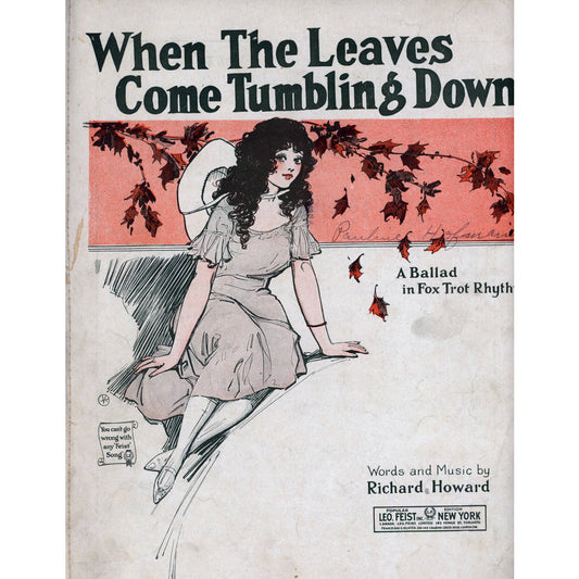 WHEN THE LEAVES COME TUMBLING DOWN Sheet Music ©1922 COVER