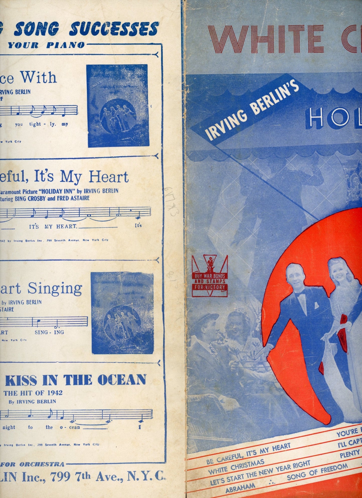 Irving Berlin's WHITE CHRISTMAS Holiday Inn Vintage Sheet Music ©1942