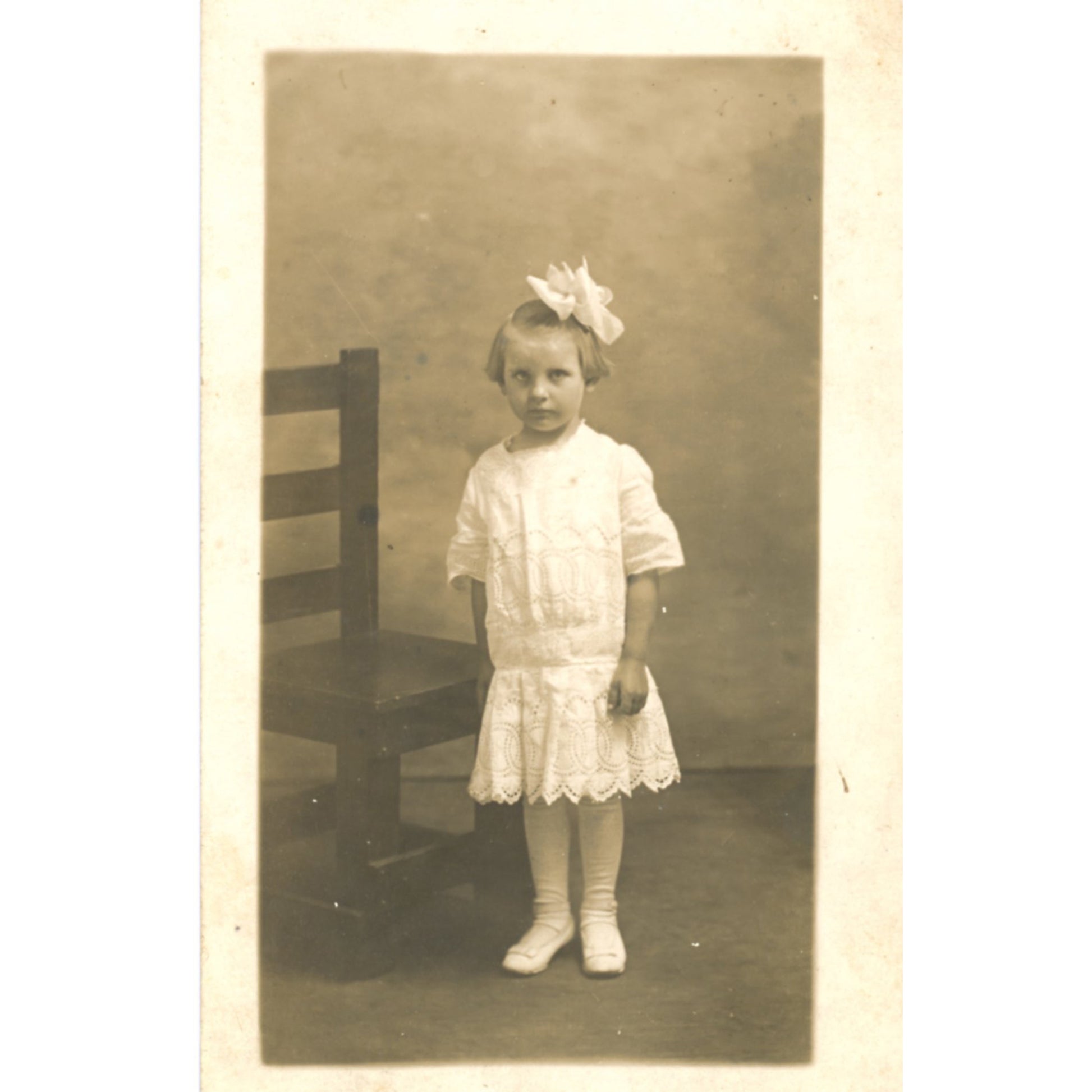 Edwardian Child RPPC Girl Hair Bow CYKO Real Photo Postcard 1910