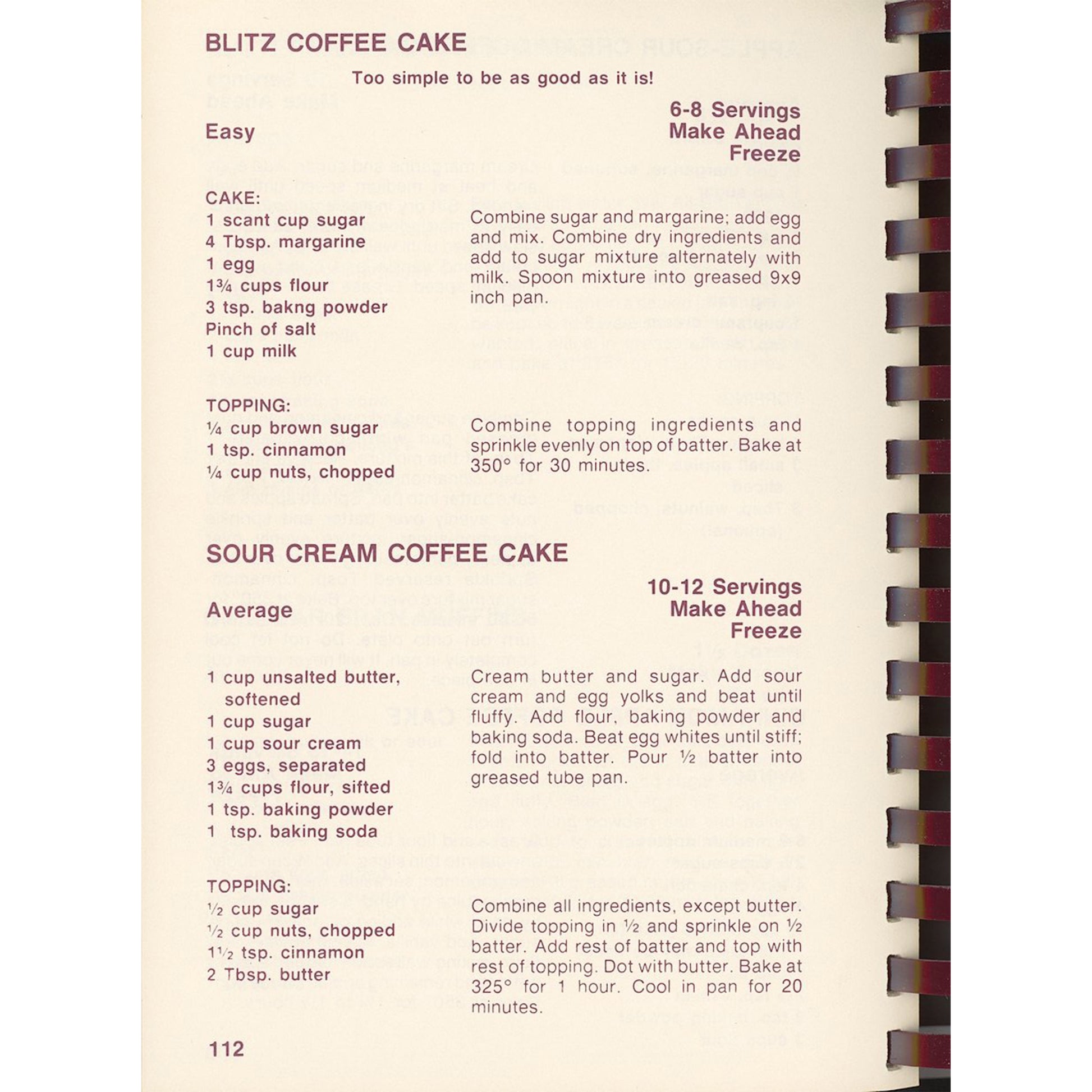 Thru the Grapevine cookbook, 6th printing. Near‑mint. 635 recipes, winery chapter, regional history. Southern Living Hall of Fame winner. Coffee cakes