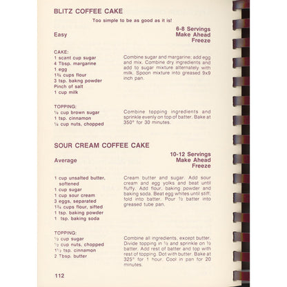 Thru the Grapevine cookbook, 6th printing. Near‑mint. 635 recipes, winery chapter, regional history. Southern Living Hall of Fame winner. Coffee cakes