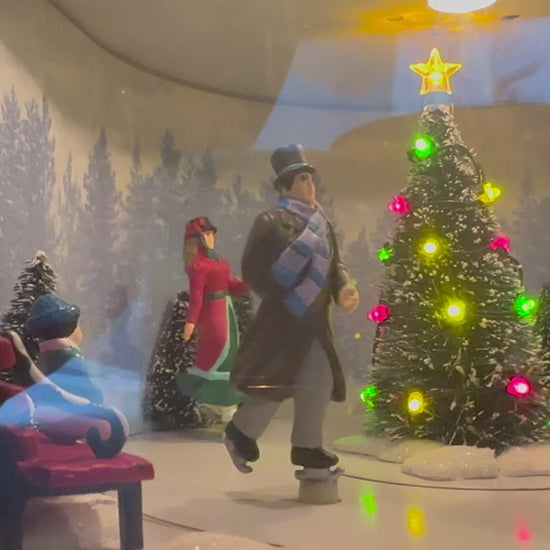 2006 Mr. Christmas Gold Label Animated Concertina with 50 songs, five real brass bells, animated skating scene, box, adapter and manual. VIDEO 42 seconds
