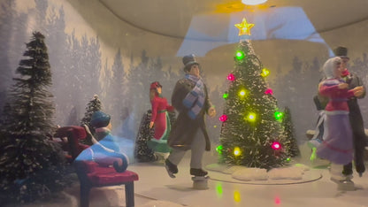 2006 Mr. Christmas Gold Label Animated Concertina with 50 songs, five real brass bells, animated skating scene, box, adapter and manual. VIDEO 42 seconds