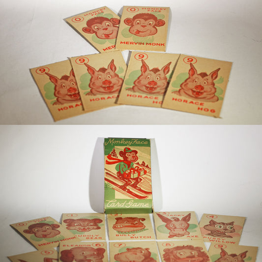 MERVIN MONK AND FRIENDS MONKEY FACE Card Game Christmas Edition Circa 1935