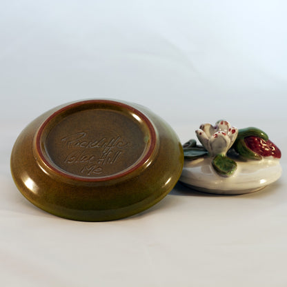 Rackliffe Pottery COVERED JELLY SET with STRAWBERRY LID Circa 1980s