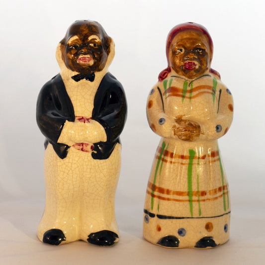 Black Americana CERAMIC SALT & PEPPER SET Marked JAPAN Circa Late 1930s - 1941