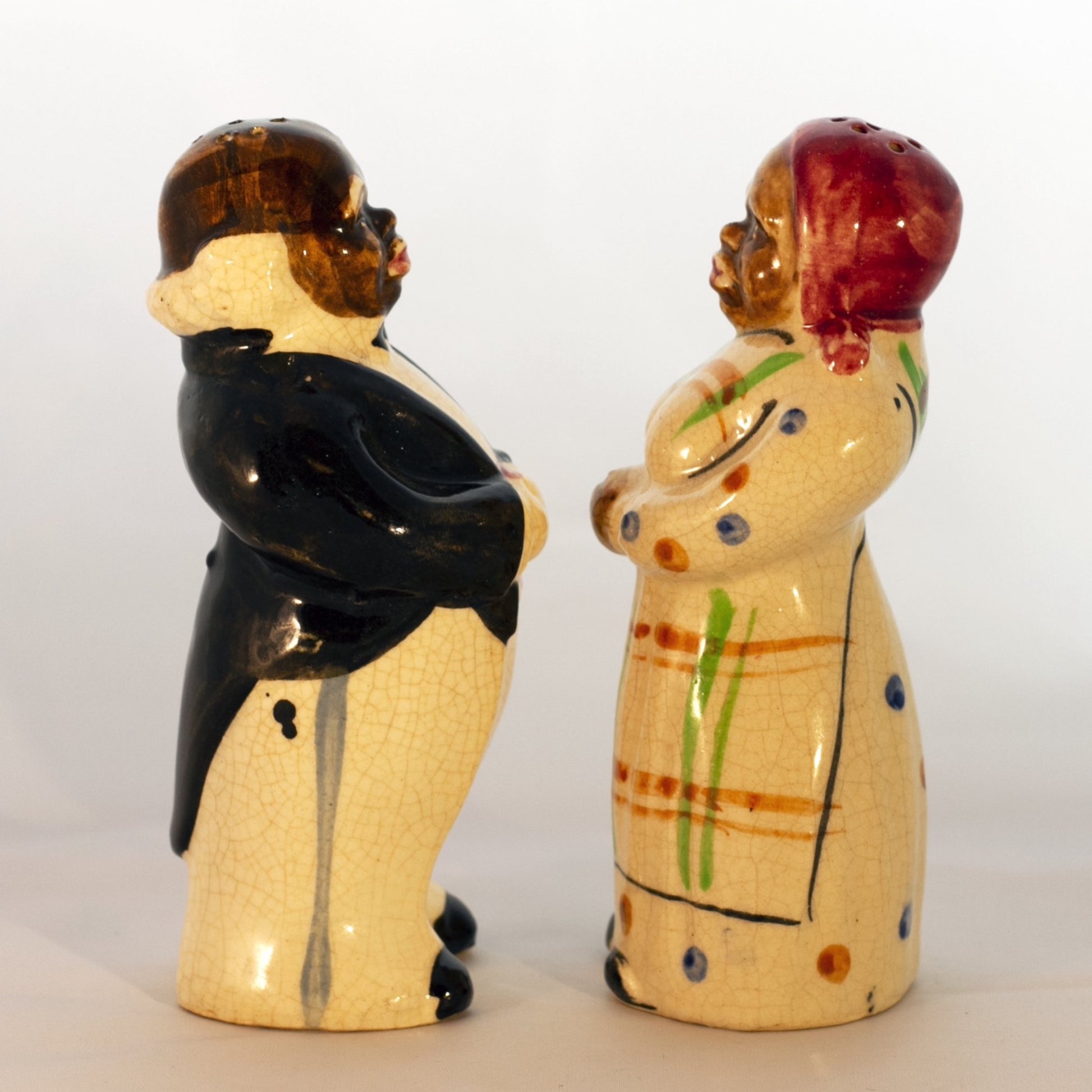 Black Americana CERAMIC SALT & PEPPER SET Marked JAPAN Circa Late 1930s - 1941