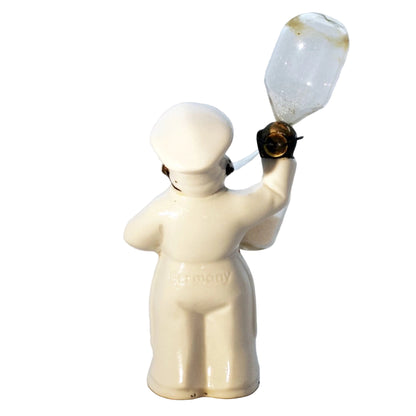 Rare Black Americana CERAMIC CHEF STANDING EGG TIMER Marked GERMANY Circa 1930s Back