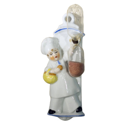 CERAMIC CHEF ON PLAQUE HANGING EGG TIMER Marked GERMANY Circa 1930s