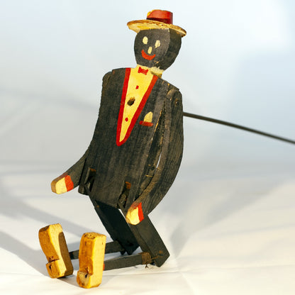 HAND PAINTED AND JOINTED DANCING TOY or Phonograph Dancer Black Americana Circa 1920 – 1930