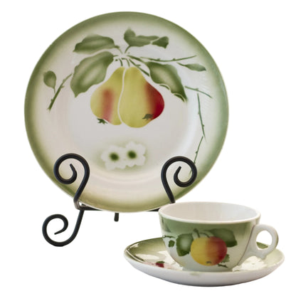Antique Libertas Prussia Luncheon Set – Apples & Pears, Plate Cup & Saucer, Early 1900s