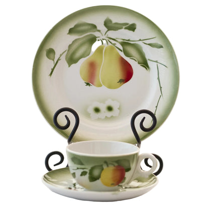 Antique Libertas Prussia Luncheon Set – Apples & Pears, Plate Cup & Saucer, Early 1900s 2