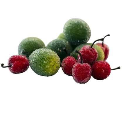 Mid-Century ICY BEADED ARTIFICIAL FRUIT LIMES AND CHERRIES  Set of Twelve (12)