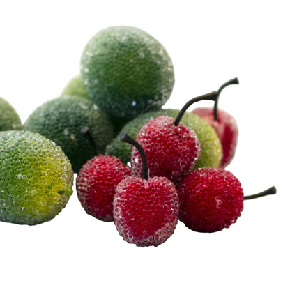 Mid-Century ICY BEADED ARTIFICIAL FRUIT LIMES AND CHERRIES  Set of Twelve (12)