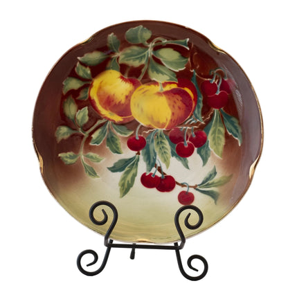 Antique K & G Lunéville Faïence Fruit Platter – Apples & Cherries, French Tin-Glazed Earthenware, c. 1890 Front