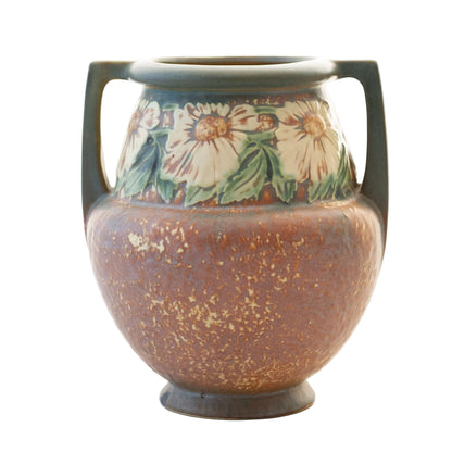 Roseville Pottery DOUBLE-HANDLE DAHLROSE 8" VASE #367-8 Circa 1920s