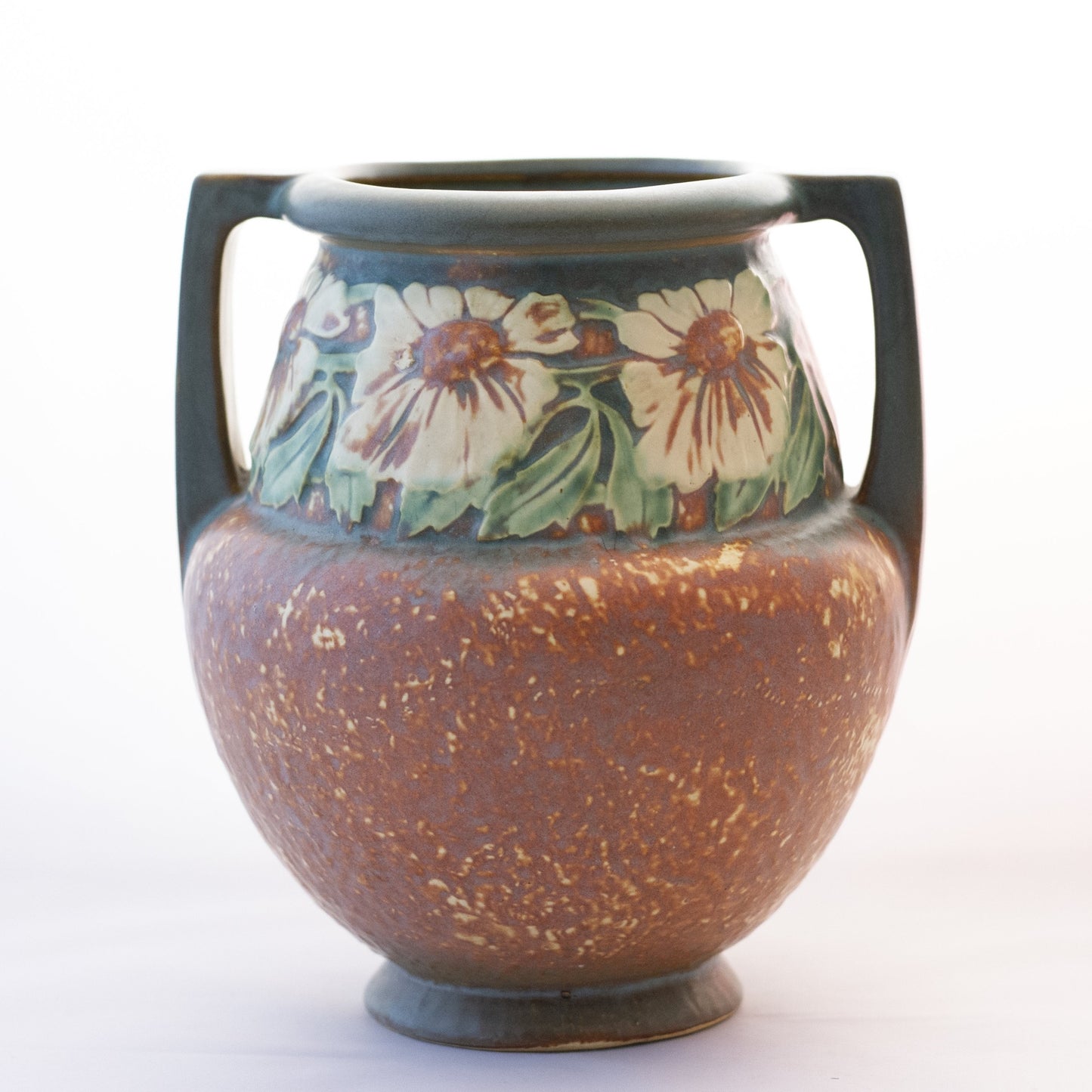 Roseville Pottery DOUBLE-HANDLE DAHLROSE 8" VASE #367-8 Circa 1920s