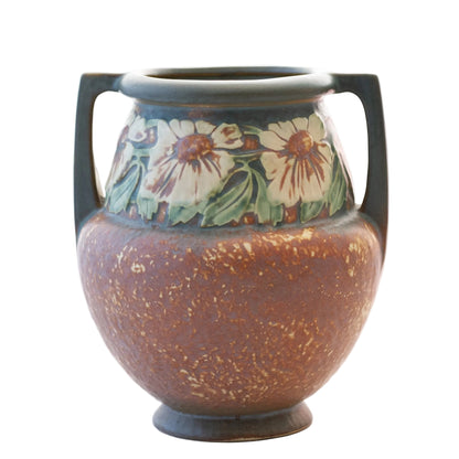 Roseville Pottery DOUBLE-HANDLE DAHLROSE 8" VASE #367-8 Circa 1920s