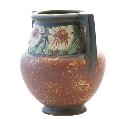 Roseville Pottery DOUBLE-HANDLE DAHLROSE 8" VASE #367-8 Circa 1920s