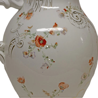 DOULTON BURSLEM Large Water Pitcher with Poppies and Gold Gilt Circa 1891 to 1902 View 4