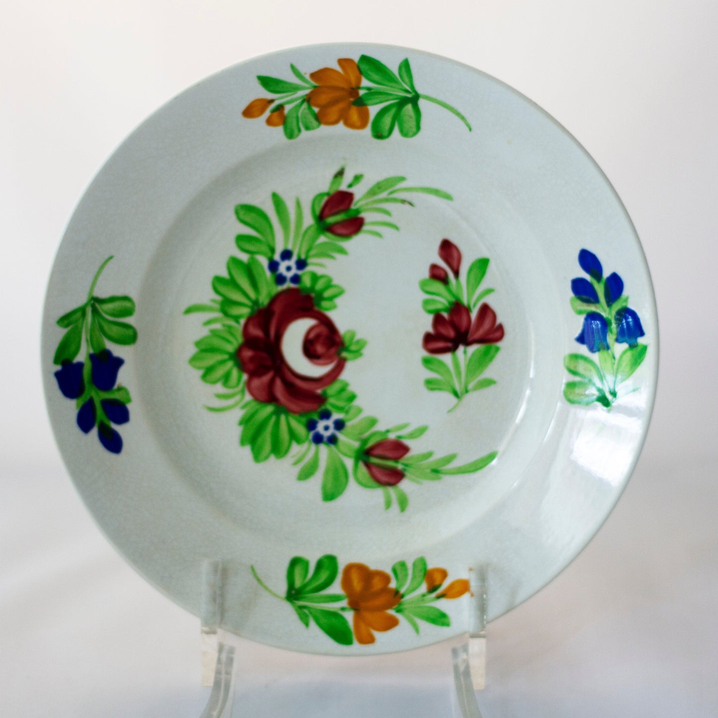 Antique GAUDY STYLE STICK SPATTER Hand Painted Plate by Villeroy & Boch Circa 1874 to 1909