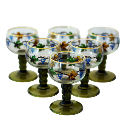 Vintage Römer Edelglas Wine Goblets Set of 6 Hand Painted Austria