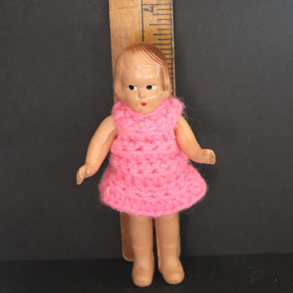 COMPOSITION DOLL with Molded Hair and Painted Face Circa 1930 to 1940 Pose 5