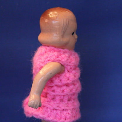 COMPOSITION DOLL with Molded Hair and Painted Face Circa 1930 to 1940 side