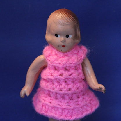 COMPOSITION DOLL with Molded Hair and Painted Face Circa 1930 to 1940 Pose 2