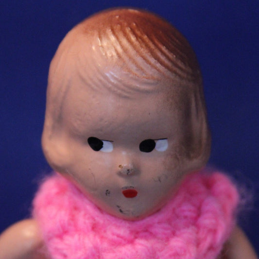 COMPOSITION DOLL with Molded Hair and Painted Face Circa 1930 to 1940