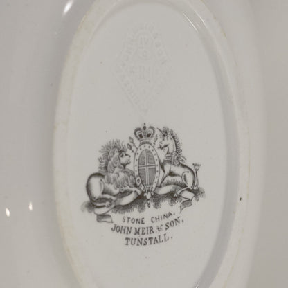 Antique JOHN MEIR & SON Washington Shape Ironstone Sauce Tureen with Ladle & Underplate Circa 1863 Mark