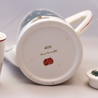 LEFTON'S CHRISTMAS TREE COFFEE SET Hand Painted Marked Japan 2887 & 2888